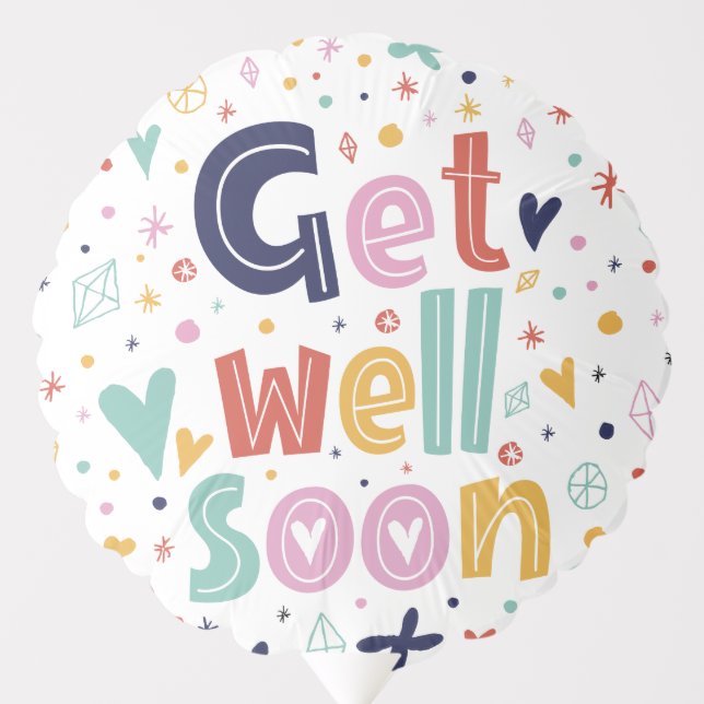 Get Well Soon Flowers Cute Floral Design Balloon (Front)