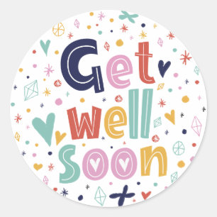 Get Well Soon Flowers Cute Floral Design Classic Round Sticker