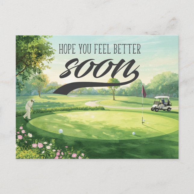 Get well soon for golfer postcard (Front)