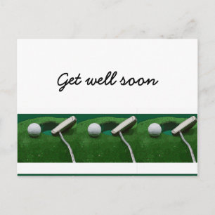 Get well soon for golfer postcard