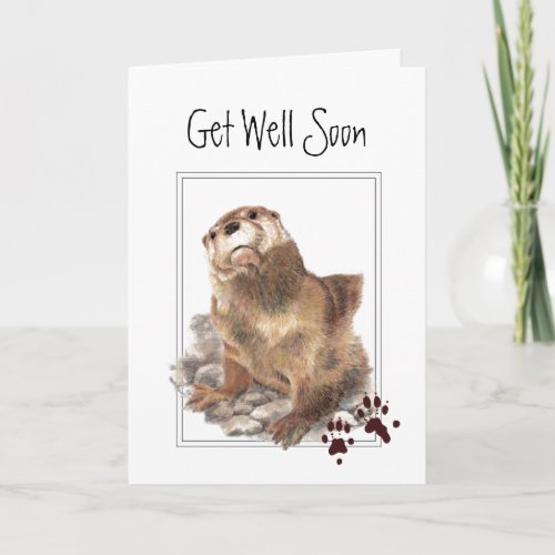 Get Well Soon From Us Cute Otter Animal Card