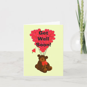Get well soon fun teddy bear cartoon design card