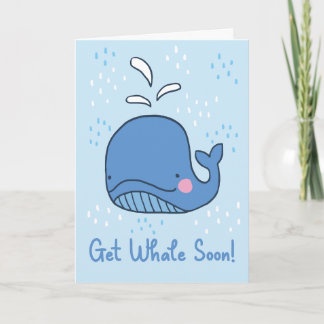 Get Well Soon Funny Cartoon Whale Greeting Card