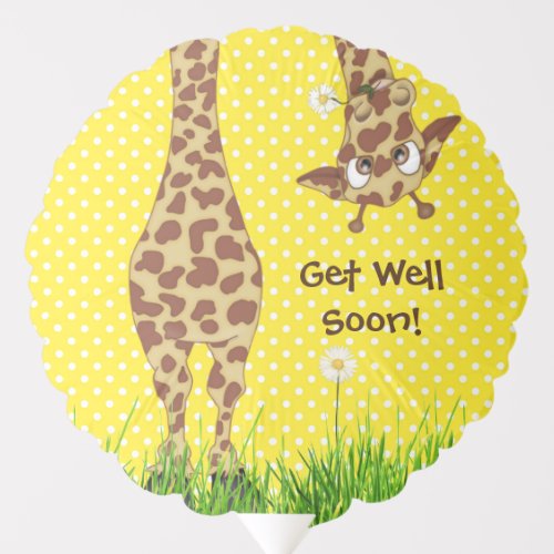 Get Well Soon Giraffe On Polka Dots Balloon