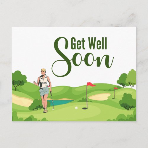 Get well soon Golfer  Postcard