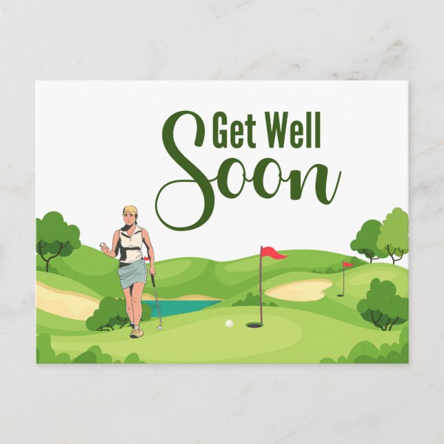 Get well soon Golfer  Postcard (Front)