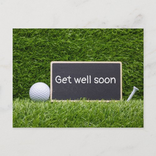 Get well soon Golfer with two golf balls and tee Postcard