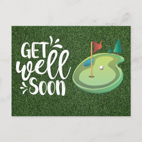 Get well soon Golfer with two golf course  Postcard