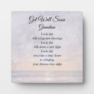 Get Well Soon Grandma Poem Art gift Plaque