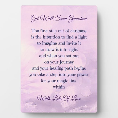 Get Well Soon Grandma Poem design gift Plaque