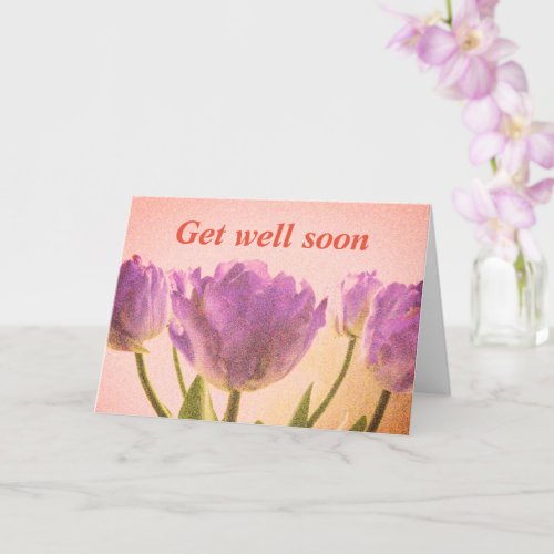 Get Well Soon greeting card with flower design