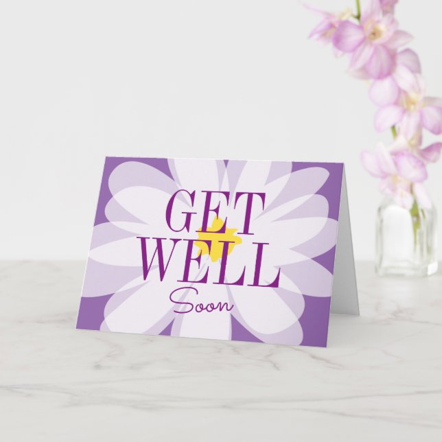 Get Well Soon greeting card with flower design (Orchid)