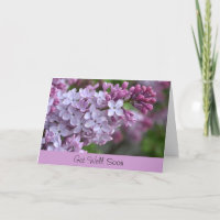 Get Well Soon Greeting Card with Lilac Design