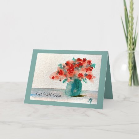 Get Well Soon Greeting Card With Watercolor Floral