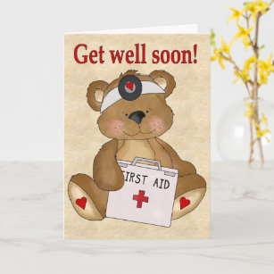Personalised Get Well Soon Card Teddy Bear cute Rainbow -  Sweden