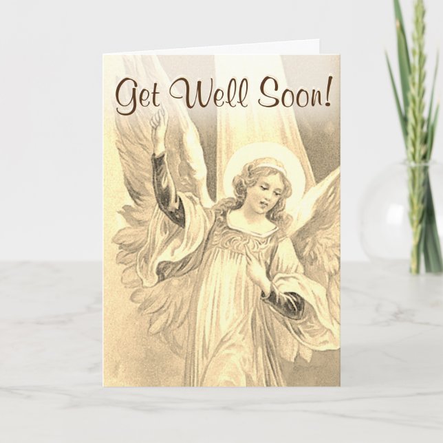 Get Well Soon - Guardian Angel in Gold Card (Front)
