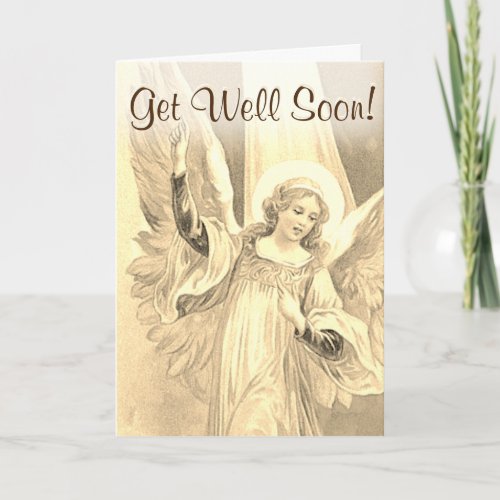 Get Well Soon _ Guardian Angel in Gold Card
