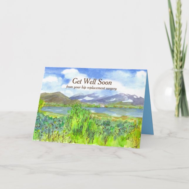Get Well Soon Hip Replacement Surgery Mountains Card (Front)