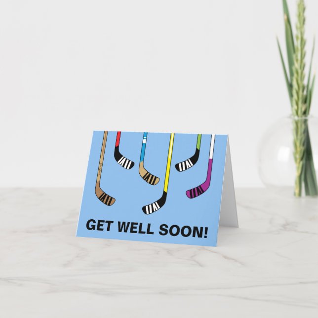 Get Well Soon Hockey Colorful Hockey Sticks Card (Front)