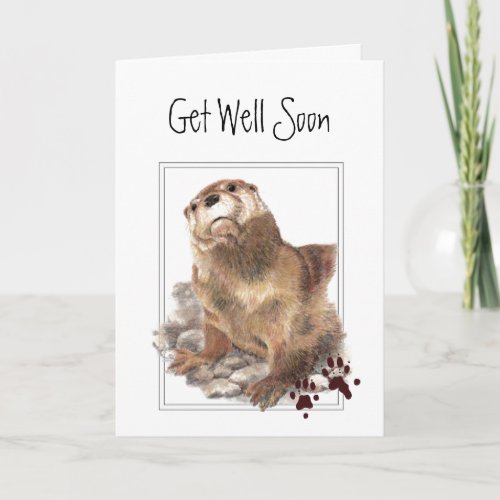 Get Well Soon I Care Cute Otter  Scripture Card