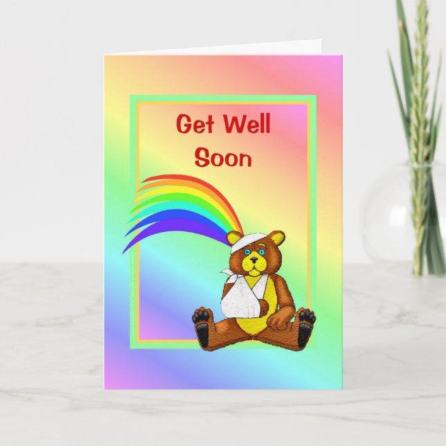 Get Well Soon Injured Bear Card (Front)