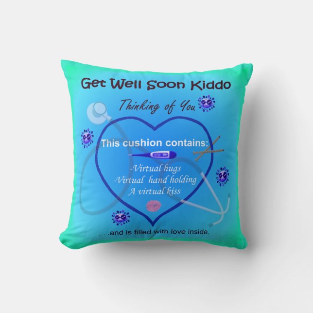 Get Well Soon Kiddo Boys Throw Pillow (Front)