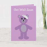 Get Well Soon Card. Teddy Bear with Bandaged Arm Stock Illustration -  Illustration of cartoon, healthy: 111087356