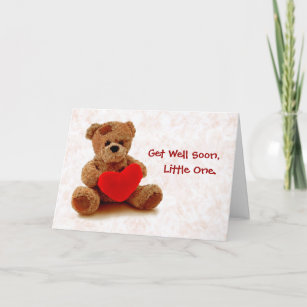 GET WELL SOON Cute teddy Bear w/ Hammer 5x6.5 Greeting Card Art #1339