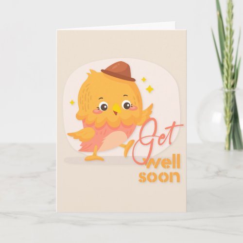 Get Well Soon Lovely Cartoon Chicken Greeting Card