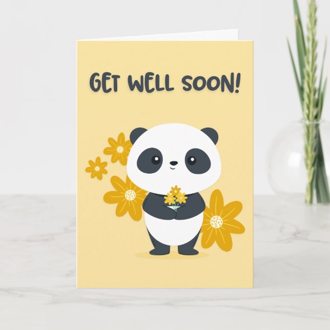 Get Well Soon Lovely Panda Bear Greeting Card (Front)