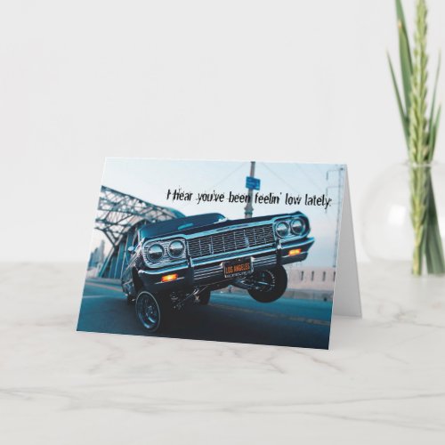 Get well soon lowrider classic car card