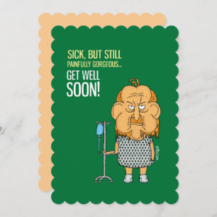 Get well soon - man cartoon green card