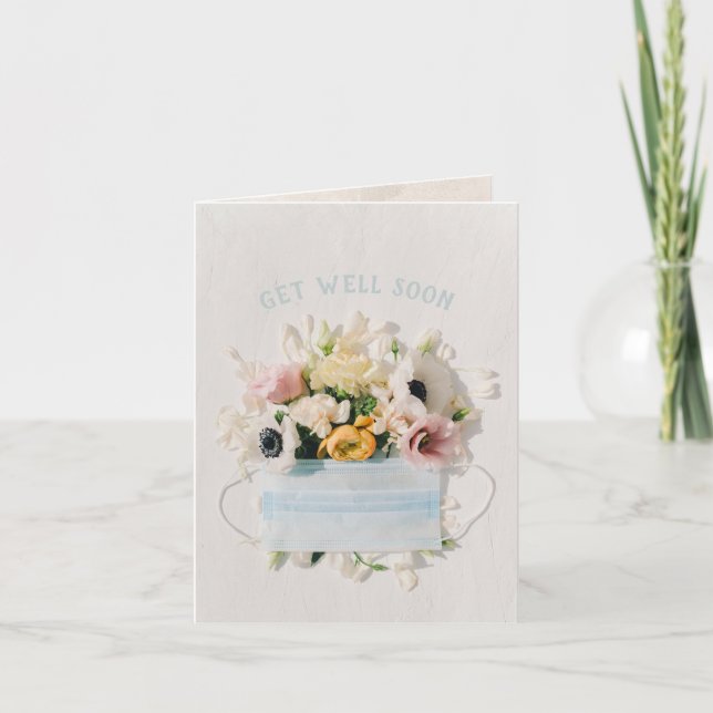 Get Well Soon Medical Mask Bouquet Card (Front)