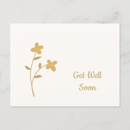 Get Well Soon Minimal Floral Cute Postcard