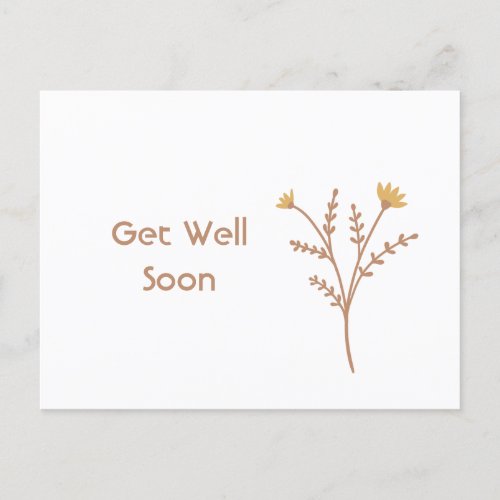 Get Well Soon Minimal Floral Postcard