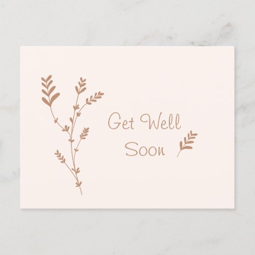 Get Well Soon Minimal Floral Postcard