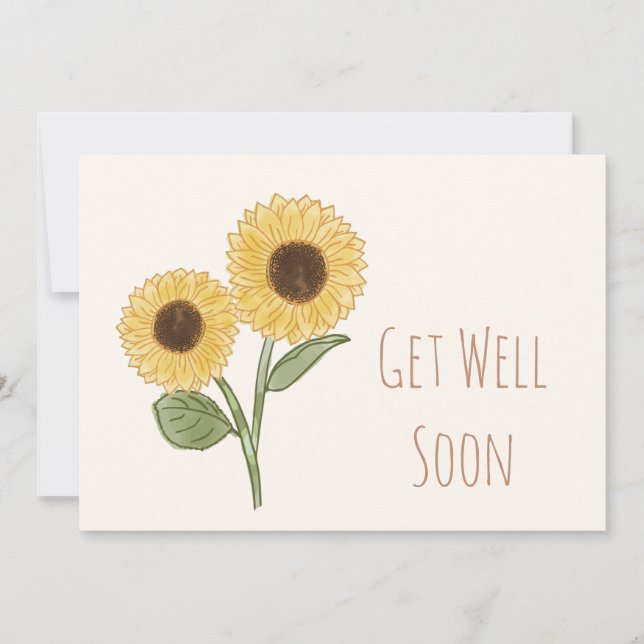 Get Well Soon Minimal Sunflower Positive Invitation (Front)