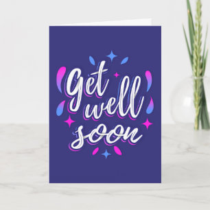 Get Well Soon Modern Blue and White Typography Card