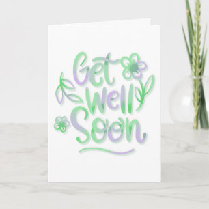 Get Well Soon Modern Green and Purple Typography Card