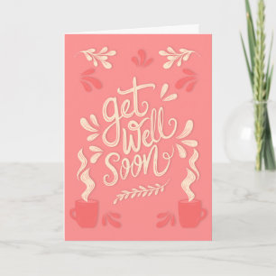 Get Well Soon Modern Peach and Cream Typography Card