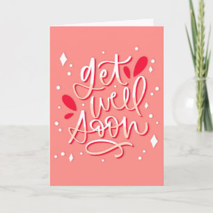 Get Well Soon Modern Peach and White Typography Card