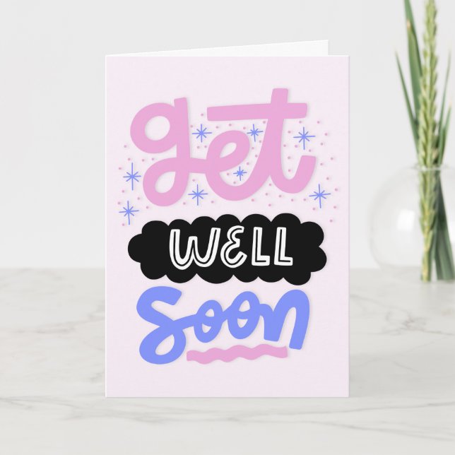 Get Well Soon Modern Soft Pink Typography Greeting Card (Front)
