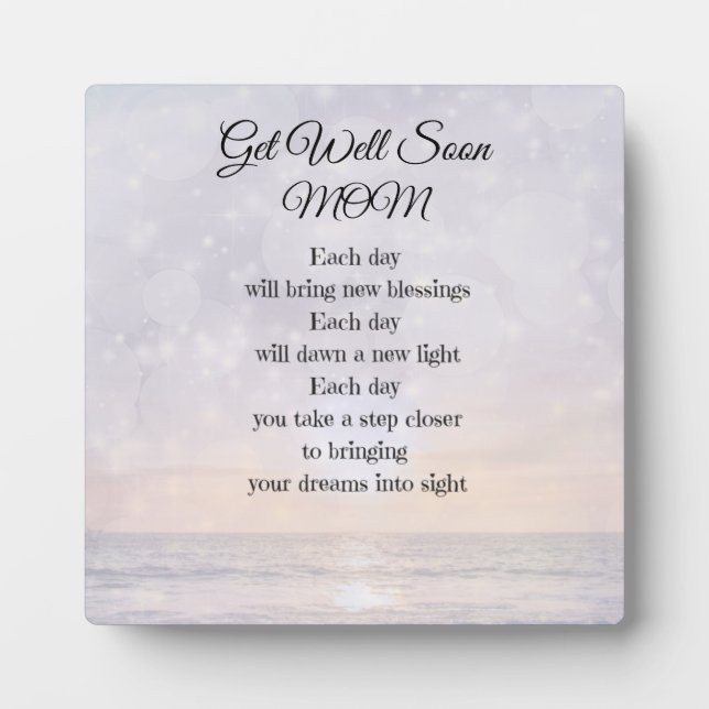 Get Well Soon Mom Poem Art gift Plaque (Front)