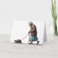 Get Well Soon Old Lady Walking a Turtle