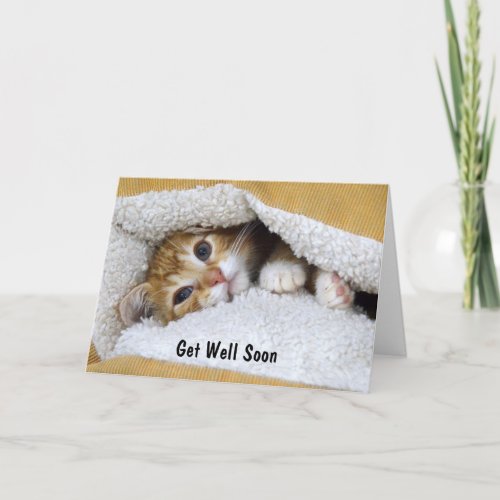 Get Well Soon Orange Tabby Kitten Card