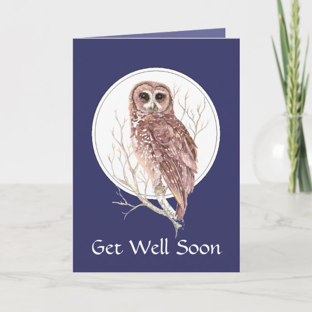 Get Well Soon Owl, Bird, Nature, Wildlife Card (Front)