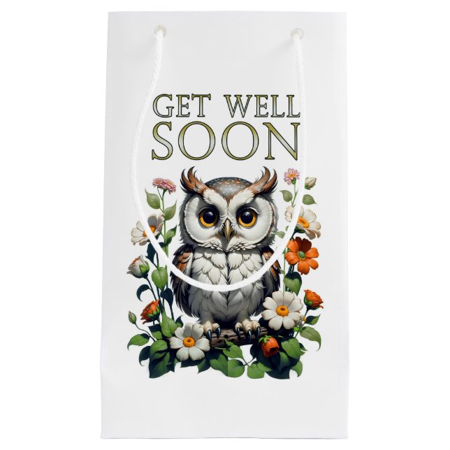 get well soon owl small gift bag (Front)