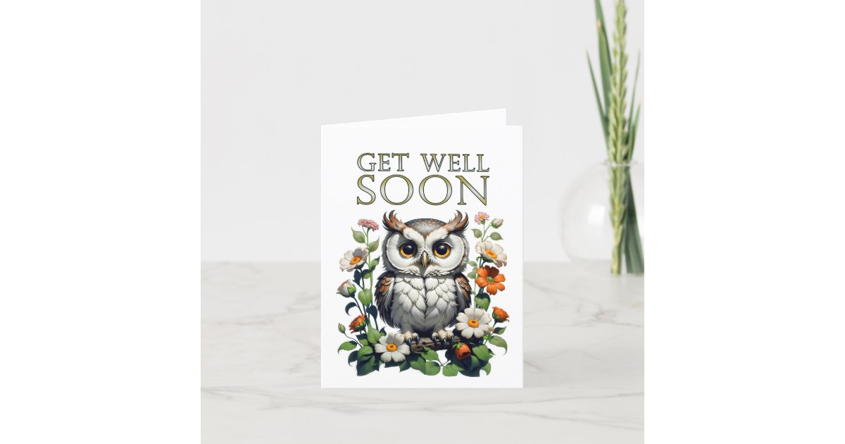 Get Well Soon Owl Thank You Card 