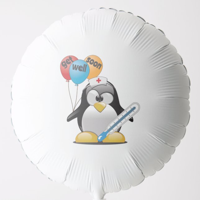 Get well soon. Penguin Nurse. Balloon (Front)
