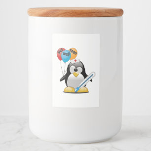 Get well soon. Penguin Nurse. Food Label